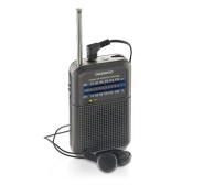 Daewoo DW1008 Radio Portatil AM/FM - Antena Telescopica y Sintonizacion Analogica Precisa - Altavoz Integrado - Salida Auriculares Jack 3.5mm - Compacto y Ligero para Uso Diario - Color Gris
