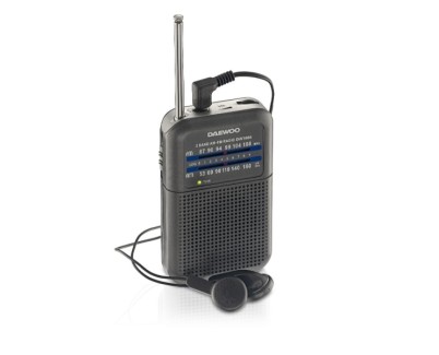 Daewoo DW1008 Radio Portatil AM/FM - Antena Telescopica y Sintonizacion Analogica Precisa - Altavoz Integrado - Salida Auriculares Jack 3.5mm - Compacto y Ligero para Uso Diario - Color Gris
