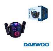 Daewoo DW3008 Altavoz Karaoke Portatil Bluetooth 5.4 de 15W - 2 Microfonos Inalambricos - Luces LED - Radio FM - USB/SD/Aux - Bateria 1800mAh - Carga USB?C - Asa de Transporte y Soporte para Movil - Color Negro