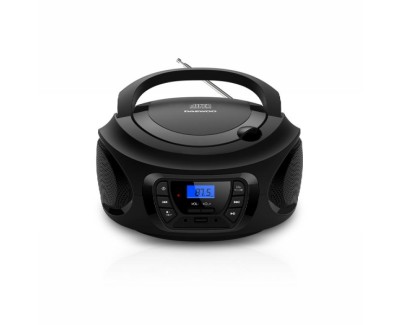 Daewoo Radio CD - USB - Jack 3.5mm - Bluetooth - Sintonizacion Automatica - Asa de Transporte - Pantalla LCD - Color Negro y Azul