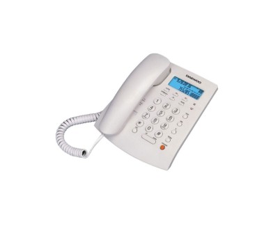Daewoo Telefono de Sobremesa Supletorio - Altavoz Manos Libres - Pantalla LCD - Autodeteccion FSK/DRMF - Centralita - Calendario - Memoria de Contactos - Color Blanco