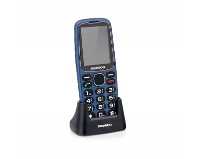 Daewoo Telefono Movil para Mayores - Pantalla 2.4\" - Teclas Grandes Retroiluminadas - Bateria 1.400mAh - Boton SOS Trasero - Dual SIM - Jack 3.5mm - Radio FM - USB-C - Color Azul