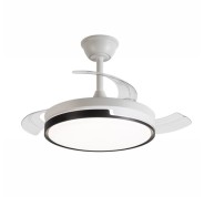 Daewoo Ventilador de Techo de 90cm - 30W - Aspas Retractiles - Luz LED Integrada - Incluye Kit de Instalacion - Ultra Silencioso - Temporizador - 6 Velocidades - Funcion Reversible - Color Blanco