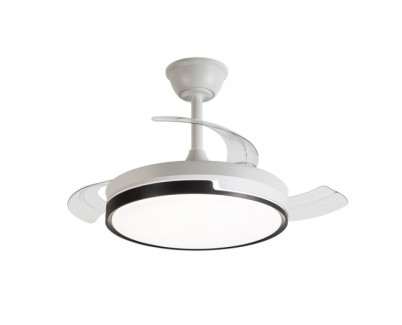 Daewoo Ventilador de Techo de 90cm - 30W - Aspas Retractiles - Luz LED Integrada - Incluye Kit de Instalacion - Ultra Silencioso - Temporizador - 6 Velocidades - Funcion Reversible - Color Blanco