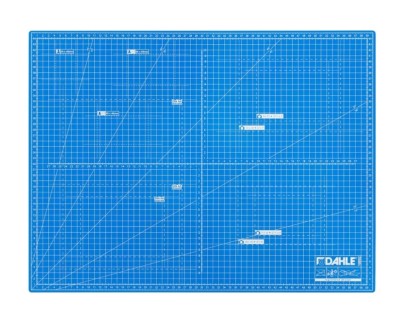 Dahle 10692 Plancha de Corte A2 45x60cm - 5 Capas con Nucleo Resistente al Corte - Lineas de Orientacion - Color Azul
