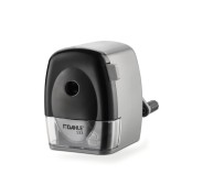 Dahle 133 Afilalapices de Manivela - Para Lapices de 8 a 11,5mm Ø - Fresa de Acero - Forma de Punta Ajustable - Gran Deposito - Color Gris/Negro