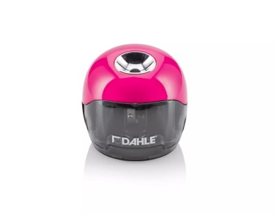 Dahle 250 Afilalapices Electrico - Para Lapices de Ø 8mm - Gran Deposito Transparente - Alimentacion con Pilas AA - Color Rosa