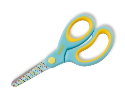 Dahle 54662 Kids Tijeras Infantiles 13cm - Puntas Redondeadas - Acero Inoxidable - Mangos Ergonomicos Recubiertos de Goma - Color Turquesa/Amarillo