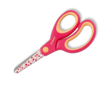 Dahle 54663 Kids Tijeras Infantiles 13cm - Puntas Redondeadas - Acero Inoxidable - Mangos Ergonomicos Recubiertos de Goma - Color Rosa