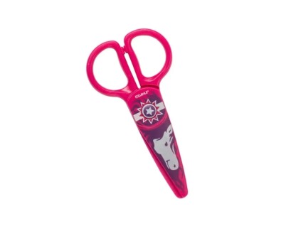 Dahle 54675 Kids Tijeras Infantiles 12cm para los mas Pequeños - Hojas de Plastico - Puntas Redondeadas - Modelo Caballo - Color Rosa