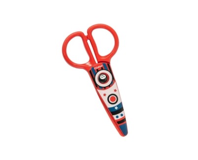 Dahle 54677 Kids Tijeras Infantiles 12cm para los mas Pequeños - Hojas de Plastico - Puntas Redondeadas - Modelo Cohete - Color Rojo