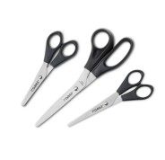 Dahle Home Pack de 3 Tijeras de Acero Inoxidable 13, 15 y 20cm - Hojas Afiladas - Mangos en Plastico ABS - Color Negro
