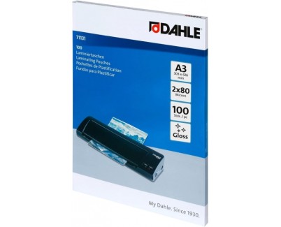 Dahle Pack de 100 Fundas para Plastificar Brillo A3 - 80 Micras - Alta Calidad - Transparente