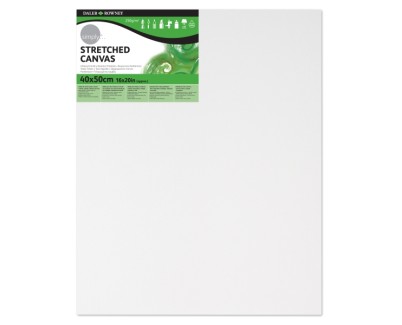 Daler Rowney Simply Bastidor Entelado - 40x50cm - Imprimacion Triple - Grano Medio - 100% Algodon sin Acido - 250g - Color Blanco