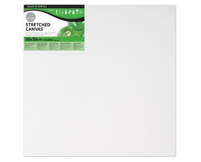 Daler Rowney Simply Bastidor Entelado - 50x50cm - Imprimacion Triple - Grano Medio - 100% Algodon sin Acido - 250g - Color Blanco