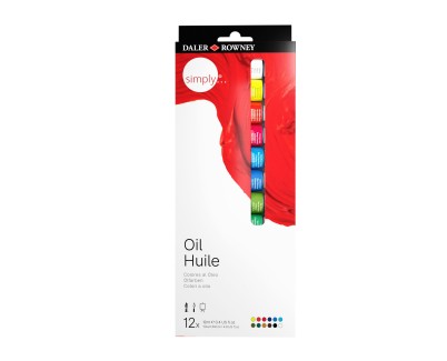 Daler Rowney Simply Pack de 12 Pinturas Oleo 12ml - Excelente Resistencia a la Luz - Colores Surtidos