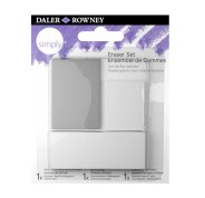 Daler Rowney Simply Pack de 3 Gomas de Borrar para Dibujo - Estandar, Miga de Pan y Goma Plastica