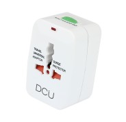 DCU Tecnologic Adaptador de Viaje Universal - Conecta tus Dispositivos en Cualquier Pais - Voltaje y Corriente Ideales para tus Necesidades - Color Blanco