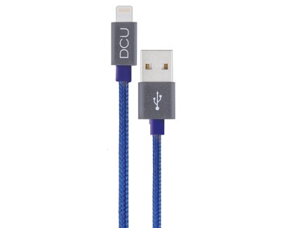DCU Tecnologic Cable Lightning - 2m - Carga y Sincroniza tus Dispositivos Apple de Forma Rapida y Segura - Color Azul