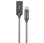 DCU Tecnologic Cable Lightning Pure Metal - Conector USB 2.0 y C89 - Resistente a Deshilacharse, Doblarse y Romperse - Recubrimiento de PVC con Trenzado de Acero - Color Metal