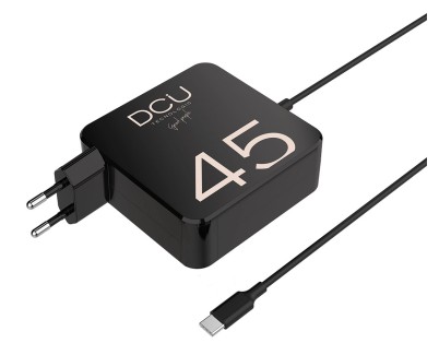 DCU Tecnologic Cargador USB-C 45W Ultra Rapido - Entrada Universal - Salida de Alta Potencia - Compacto y Portatil - Color Negro