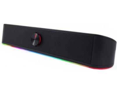 DeepGaming Barra de Sonido 6W - Jack 3.5mm - Bluetooth 5.0 -  Cable de 1.0m - Iluminación RGB - Color Negro