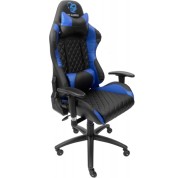 DeepGaming DeepCommand2 Silla Gaming - Reposabrazos - Ruedas de Silicona - Asiento Ergonómico - Cojín Lumbar y Cervical - Base Metal - Color Negro/Azul