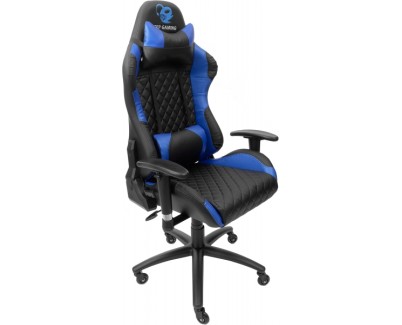 DeepGaming DeepCommand2 Silla Gaming - Reposabrazos - Ruedas de Silicona - Asiento Ergonómico - Cojín Lumbar y Cervical - Base Metal - Color Negro/Azul