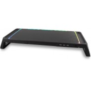 DeepGaming SN06 Soporte para Monitor - Ajustable 2 Alturas - Iluminacion RGB - 3 Puertos USB 2.0 + 1 Puerto USB 3.0 - Color Negro