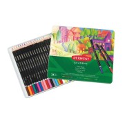 Derwent Academy Pack de 24 Lapices de Colores de Gran Calidad - Transferencia de Color Perfecta - Cuerpos de Madera Natural - Colores Surtidos