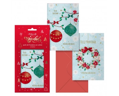 Dohe Adviento Pack de 8 Tarjetas de Felicitacion Navide&ntilde;a con Sobre - 2 Modelos Distintos - Tama&ntilde;o 12,2x23,5cm - Papel Offset - Impresas a todo Color