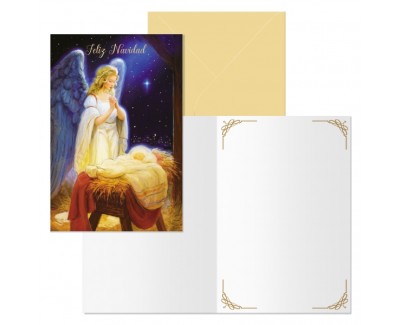 Dohe Angel Pack de 6 Tarjetas de Felicitacion Navide&ntilde;a con Sobre - Tama&ntilde;o Cerrada 11.5x17cm, Abierta 23x17cm - Papel Offset - Impresas a todo Color