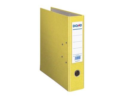 Dohe Archivador de Palanca Tama&ntilde;o A4 - Lomo Ancho 70mm - Ollao, Rado y Tarjetero en el Lomo - Carton Forrado con Polipropileno - Cantoneras Metalicas - Color Amarillo