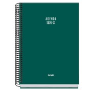 Dohe Basic Colour Vibes Agenda Escolar 26/27 - Formato A5 - Dia Pagina - Papel Offset Ahuesado 70g - Cubierta de Carton Plastificado - Espiral - Goma - 15x21x4cm - Color Verde
