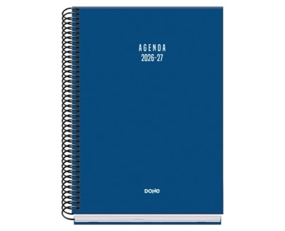 Dohe Basic Colour Vibes Agenda Escolar 26/27 - Formato A5 - Dia Pagina - Papel Offset Ahuesado 70g - Cubierta de Carton Plastificado - Espiral Metalica - Goma - 15x21x4cm - Color Azul