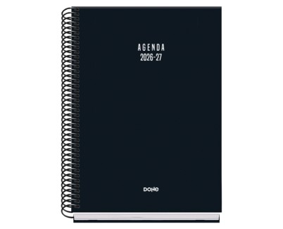 Dohe Basic Colour Vibes Agenda Escolar 26/27 - Formato A5 - Dia Pagina - Papel Offset Ahuesado 70g - Cubierta de Carton Plastificado - Espiral Metalica - Goma - 15x21x4cm - Color Negro