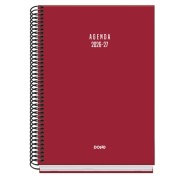 Dohe Basic Colour Vibes Agenda Escolar 26/27 - Formato A5 - Semana Vista - Papel Offset Ahuesado 70g - Cubierta de Carton Plastificado - Espiral - Goma - 15x21x2cm - Color Burdeos