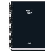 Dohe Basic Colour Vibes Agenda Escolar 26/27 - Formato A5 - Semana Vista - Papel Offset Ahuesado 70g - Cubierta de Carton Plastificado - Espiral Metalica - Goma - 15x21x2cm - Color Negro