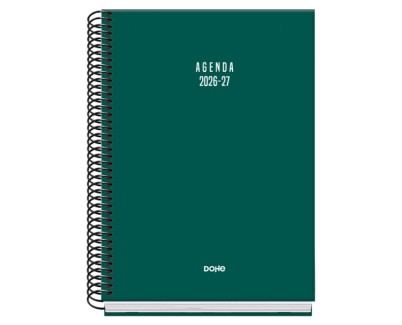 Dohe Basic Colour Vibes Agenda Escolar 26/27 - Formato A5 - Semana Vista - Papel Offset Ahuesado 70g - Cubierta de Carton Plastificado - Espiral Metalica - Goma - 15x21x2cm - Color Verde