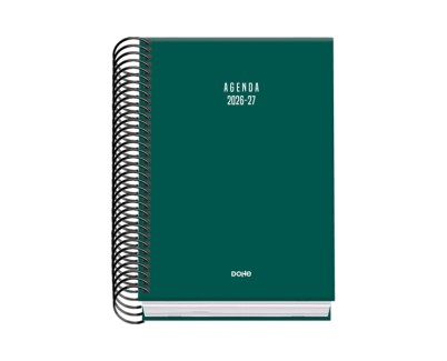Dohe Basic Colour Vibes Agenda Escolar 26/27 - Formato A6 - Dia Pagina - Papel Offset Ahuesado 70g - Cubierta de Carton Plastificado - Espiral - Goma - 12x17x3cm - Color Verde