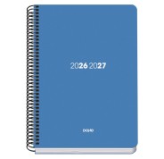 Dohe Basic Element Agenda Escolar 26/27 - Formato A5 - Dia Pagina - Papel Offset Ahuesado 70g - Cubierta de Carton Plastificado - Espiral Metalica - Goma - 15x21x4cm - Color Azul