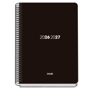 Dohe Basic Element Agenda Escolar 26/27 - Formato A5 - Dia Pagina - Papel Offset Ahuesado 70g - Cubierta de Carton Plastificado - Espiral Metalica - Goma - 15x21x4cm - Color Negro