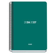 Dohe Basic Element Agenda Escolar 26/27 - Formato A5 - Dia Pagina - Papel Offset Ahuesado 70g - Cubierta de Carton Plastificado - Espiral Metalica - Goma - 15x21x4cm - Color Verde