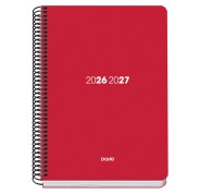 Dohe Basic Element Agenda Escolar 26/27 - Formato A5 - Semana Vista - Papel Offset Ahuesado 70g - Cubierta de Carton Plastificado - Espiral - Goma - 15x21x2cm - Color Rojo