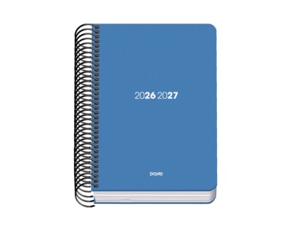 Dohe Basic Element Agenda Escolar 26/27 - Formato A6 - Dia Pagina - Papel Offset Ahuesado 70g - Cubierta de Carton Plastificado - Espiral Metalica - Goma - 12x17x3cm - Color Azul