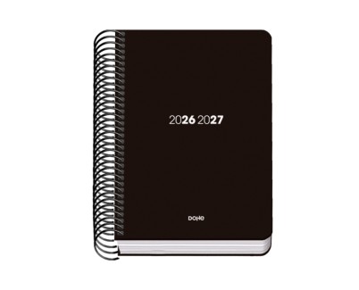 Dohe Basic Element Agenda Escolar 26/27 - Formato A6 - Dia Pagina - Papel Offset Ahuesado 70g - Cubierta de Carton Plastificado - Espiral Metalica - Goma - 12x17x3cm - Color Negro