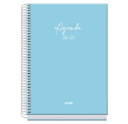 Dohe Basic Serenity Agenda Escolar 26/27 - Formato A5 - Dia Pagina - Papel Offset Ahuesado 70g - Cubierta de Carton Plastificado - Espiral Metalica - Goma - 15x21x4cm - Color Azul