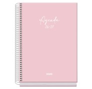 Dohe Basic Serenity Agenda Escolar 26/27 - Formato A5 - Dia Pagina - Papel Offset Ahuesado 70g - Cubierta de Carton Plastificado - Espiral Metalica - Goma - 15x21x4cm - Color Rosa