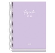 Dohe Basic Serenity Agenda Escolar 26/27 - Formato A5 - Semana Vista - Papel Offset Ahuesado 70g - Cubierta de Carton Plastificado - Espiral Metalica - Goma - 15x21x2cm - Color Morado