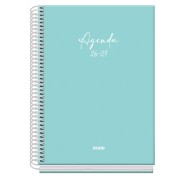 Dohe Basic Serenity Agenda Escolar 26/27 - Formato A5 - Semana Vista - Papel Offset Ahuesado 70g - Cubierta de Carton Plastificado - Espiral Metalica - Goma - 15x21x2cm - Color Verde